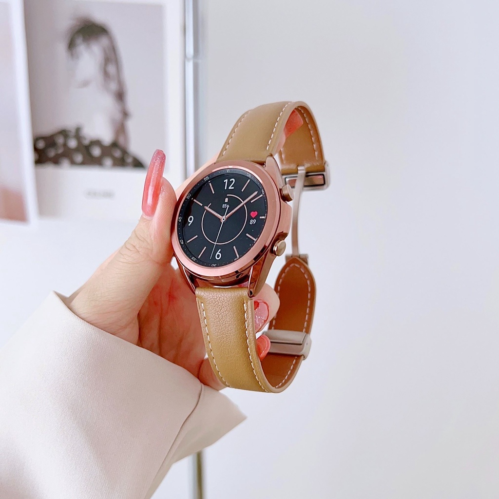 Dây Đeo Bằng Da Có Khóa Nam Châm Cho Đồng Hồ Thông Minh Samsung Galaxy Watch 4 / 5 40mm 44mm 5 Pro 45mm 4 Classic 42mm 46mm
