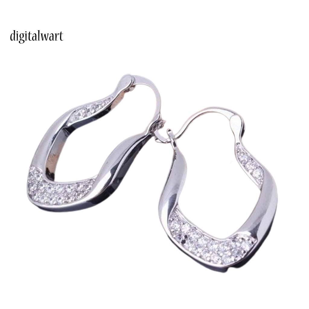 Kỹ Thuật Số| Bông Tai HợP Kim HìNh Chữ U ĐíNh Đá ThờI Trang