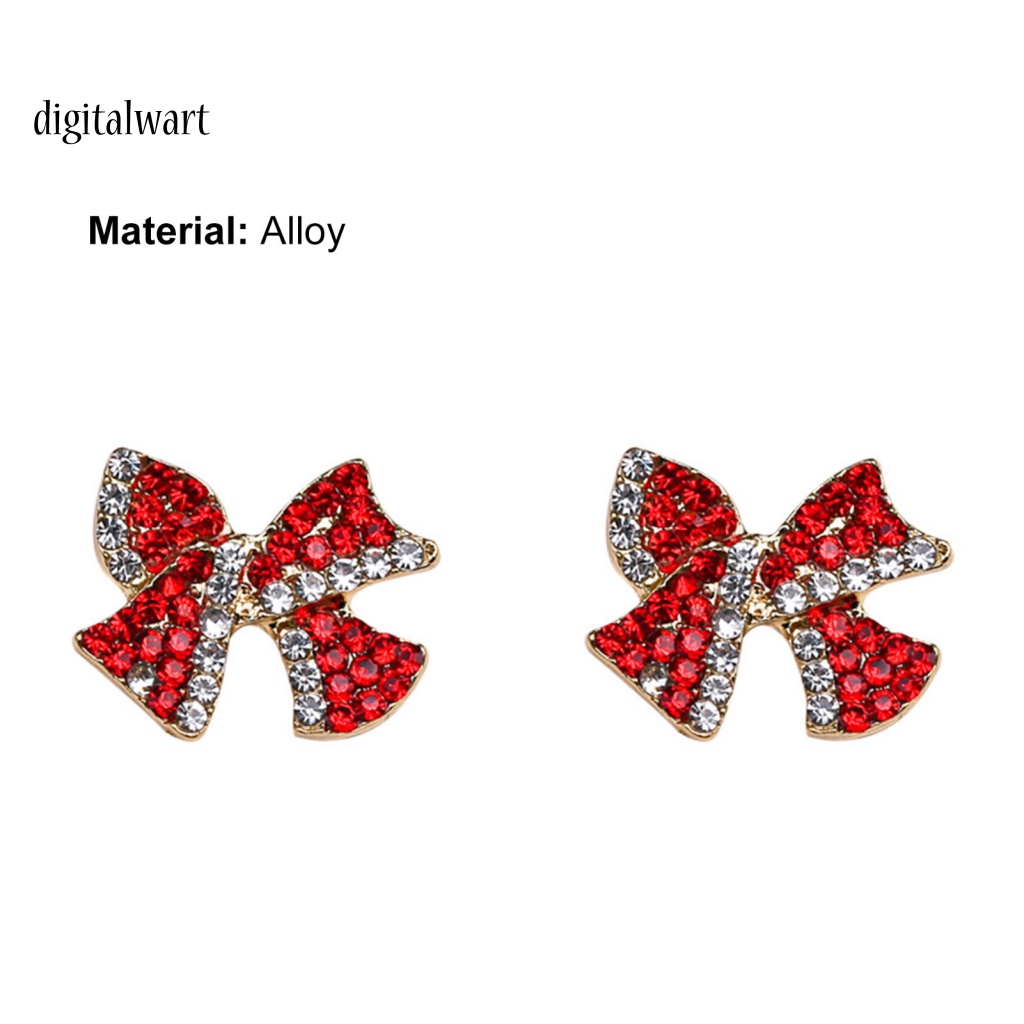 Kỹ Thuật Số| 1 Đôi Bông Tai Hình Nơ Đính Đá Ngọt Ngào Lâu Trôi