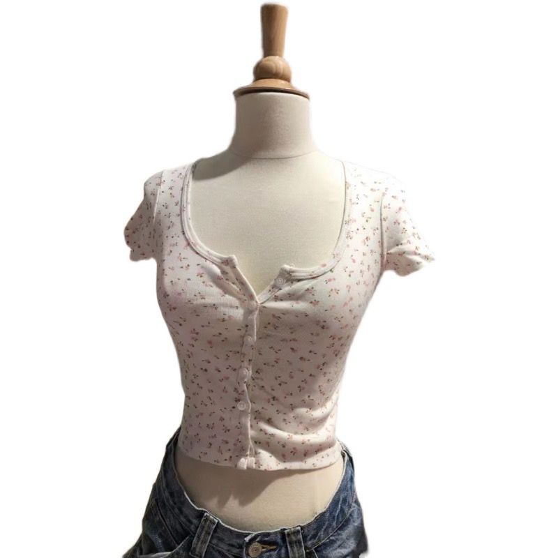 Phong Cách Mới! Phong Cách Mới!Áo Thun Cotton Ngắn Tay Họa Tiết Hoa Thương Hiệu Brandy bm Phong Cách bm Cho Nữ