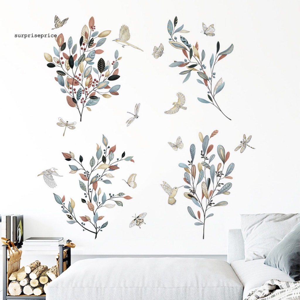 Set 4 Sticker PVC Dán Tường Tự Dính Chống Nước Hình Cây Cỏ Trang Trí Nhà Cửa DIY
