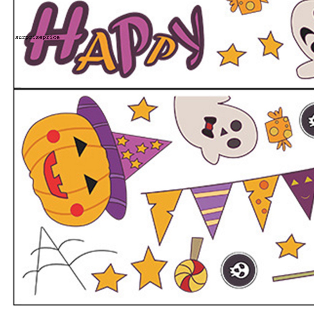Bộ 2 Đề Can Dán Tường Tự Dính Họa Tiết Hoạt Hình Bí Ngô Ma Quái Trang Trí Halloween