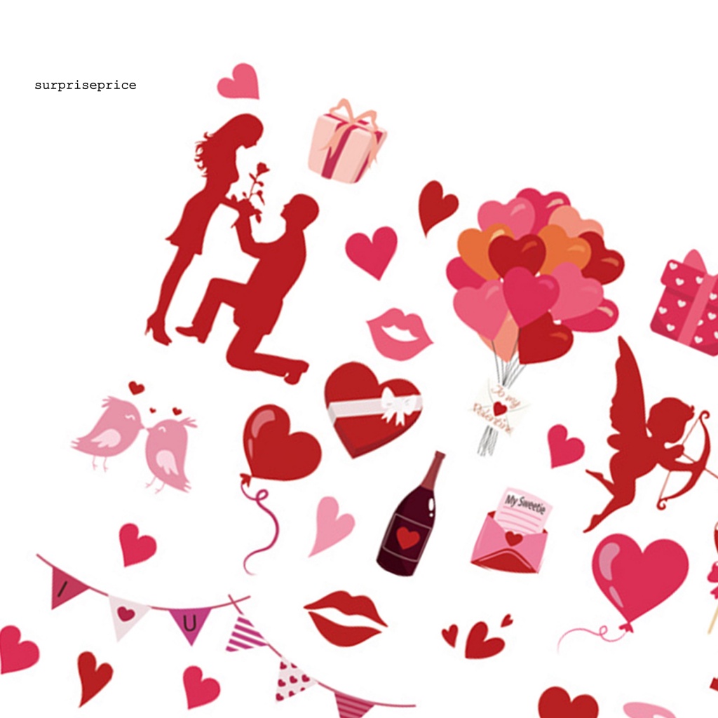 Sticker Dán Cửa Sổ Bằng PVC Chống Ẩm Không Phai Họa Tiết Trái Tim Hoạt Hình 3D DIY