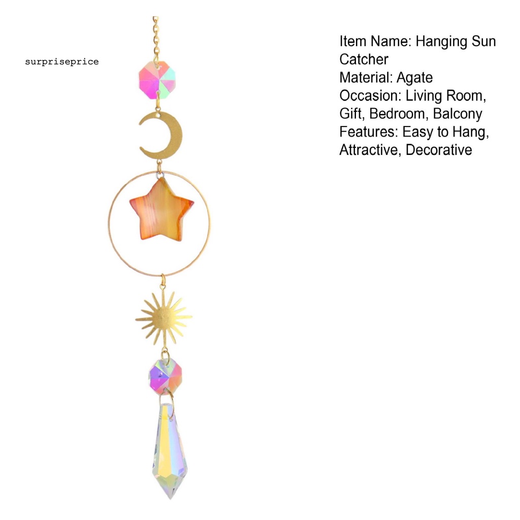 Dreamcatcher Hình Mặt Trời / Ngôi Sao / Mặt Trăng Màu Cầu Vồng Lấp Lánh Treo Trang Trí Sân Vườn