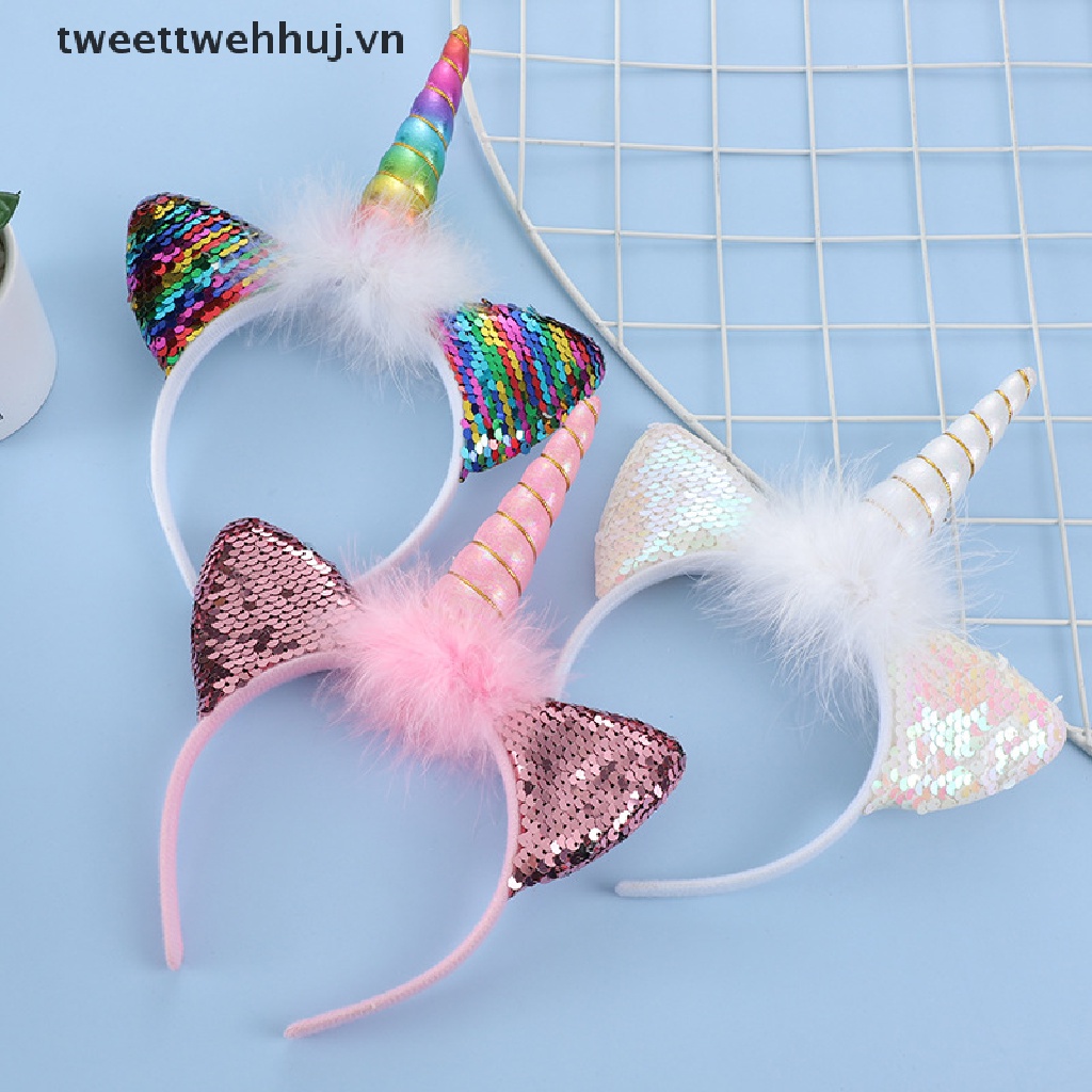 Băng Đô Cài Tóc Hình Kỳ Lân Có Đèn LED Phát Sáng Dành Cho Bé Gái