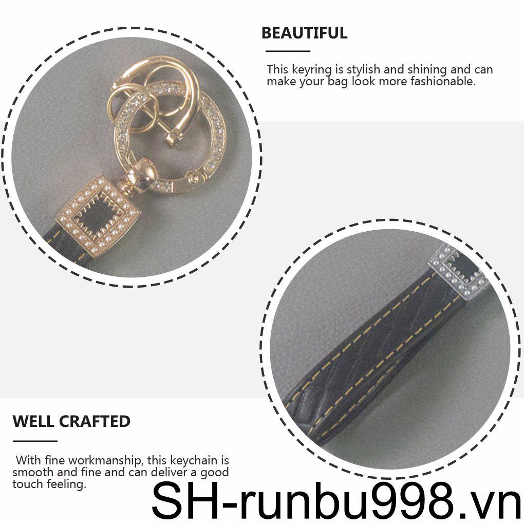 Móc Khóa PU Đính Đá Pha Lê Thiết Kế Đơn Giản Dùng Làm Quà Tặng Sinh Nhật