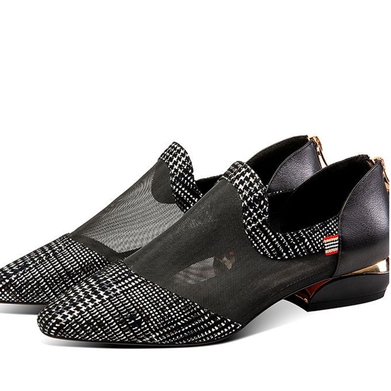 Giày Mũi Nhọn Phối Khóa Kéo Phong Cách Thời Trang Hàn Quốc Cho Nữ Có size Lớn