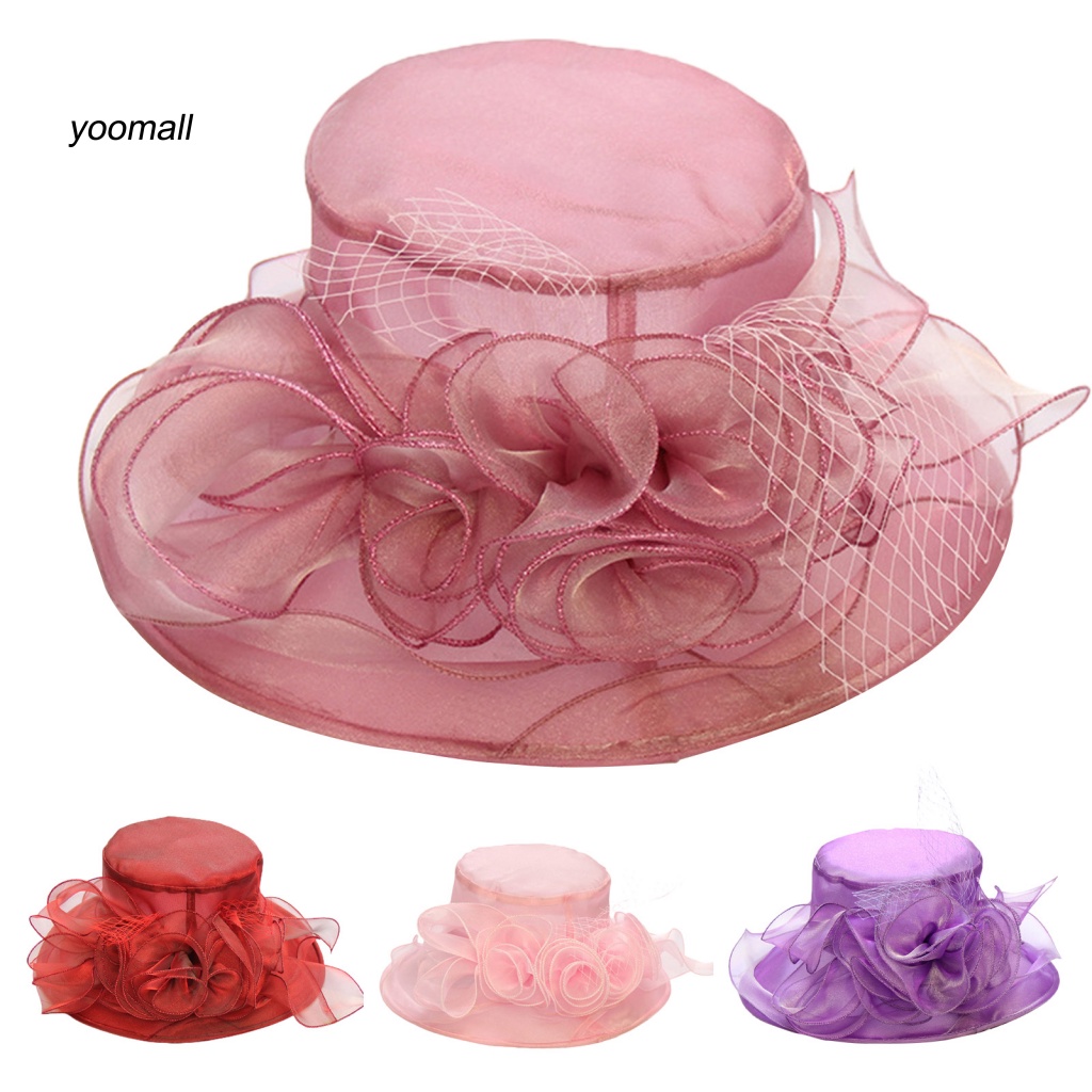 Yo / Mũ Rộng Vành Che Nắng Bán Trong Suốt Họa Tiết Hoa Bốn Cánh Thời Trang Mùa Hè Cho Nữ