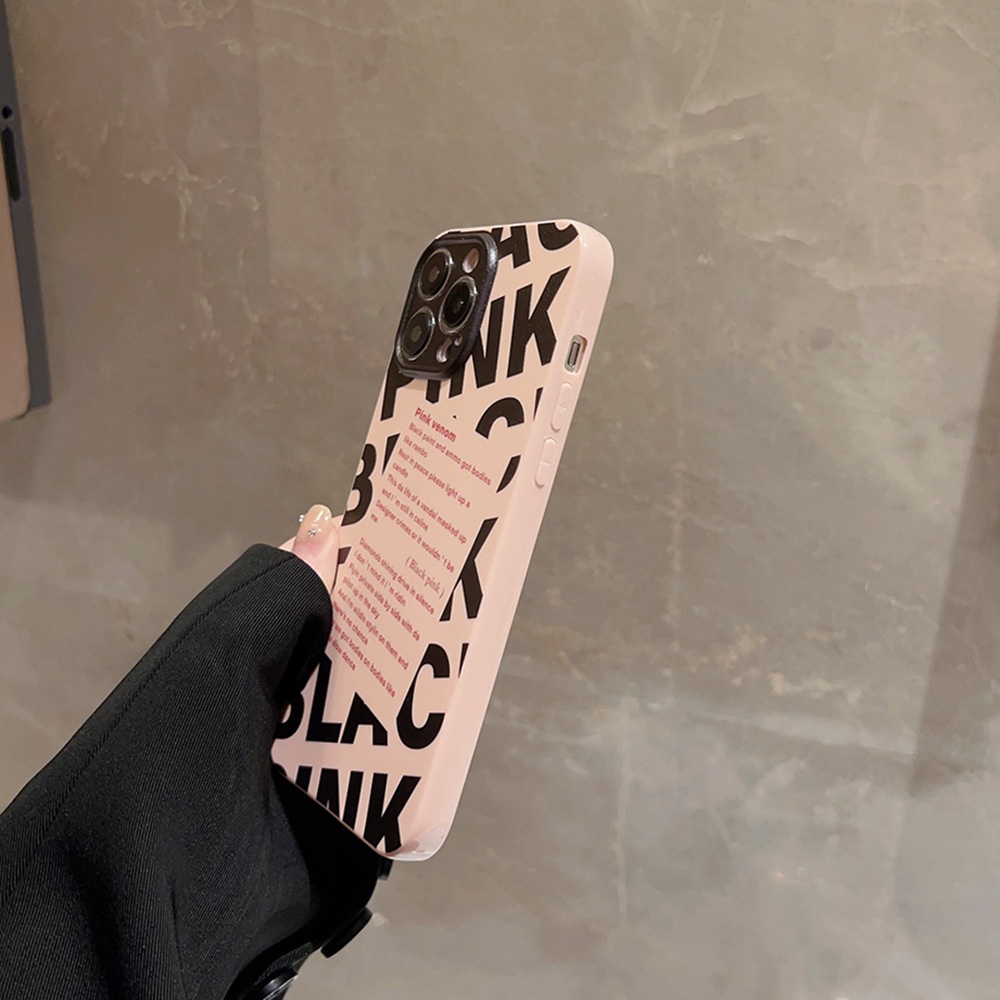 Ốp Điện Thoại Silicon Họa Tiết Chữ Cái Màu Hồng / Đen Đơn Giản AT0192 Cho Iphone 14 11 12 13 PRO MAX 14 11 12 13 PRO MAX
