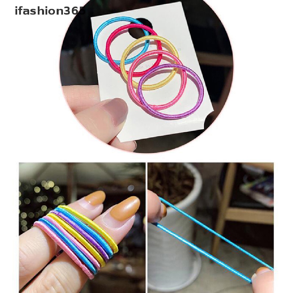 Set 100 Dây Buộc Tóc Nylon Co Giãn Nhiều Màu Sắc Thời Trang ifashion365 Dành Cho Bé Gái