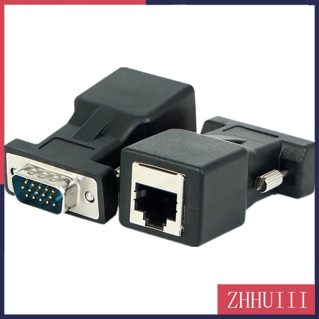 Set 2 Cáp Chuyển Đổi VGA Sang RJ45 15 Pin Male Sang RJ45 LAN CAT5 CAT6 Ethernet Female
