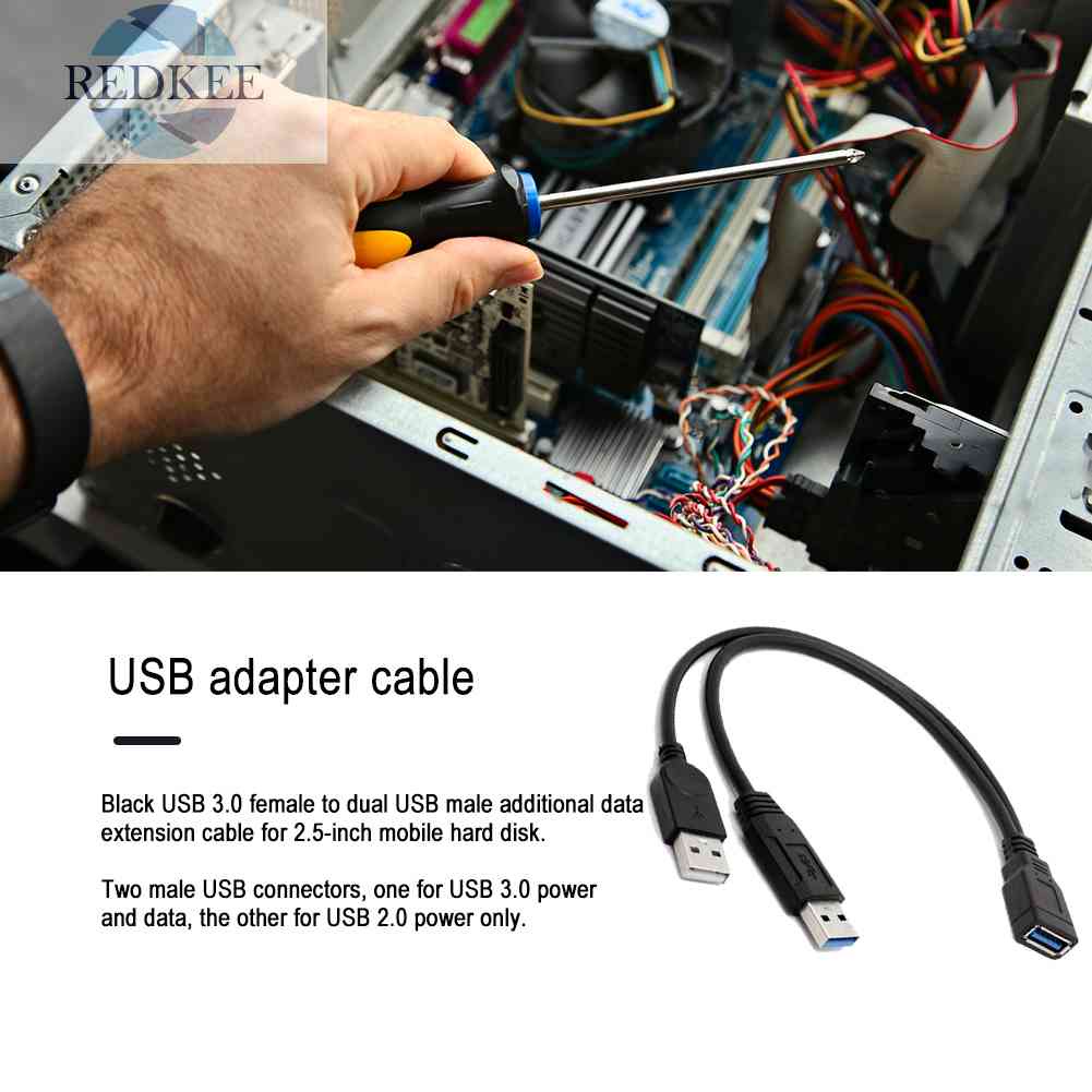 Cáp ChuyểN ĐổI Dữ LiệU Mở RộNg USB 3.0 Sang USB KéP MàU Đen