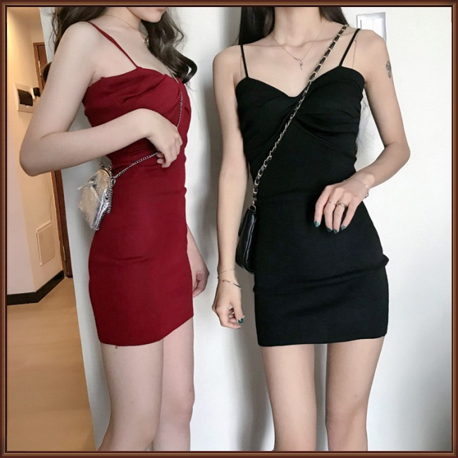 Đầm Chữ A Không Tay Cổ Chữ V Màu Sắc Trơn Quyến Rũ Dành Cho Nữ