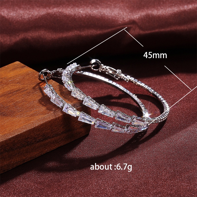 Khuyên Tai Bản Lớn Màu Vàng Zircon Đơn Giản Thời Trang Kiểu Âu Mỹ Mới