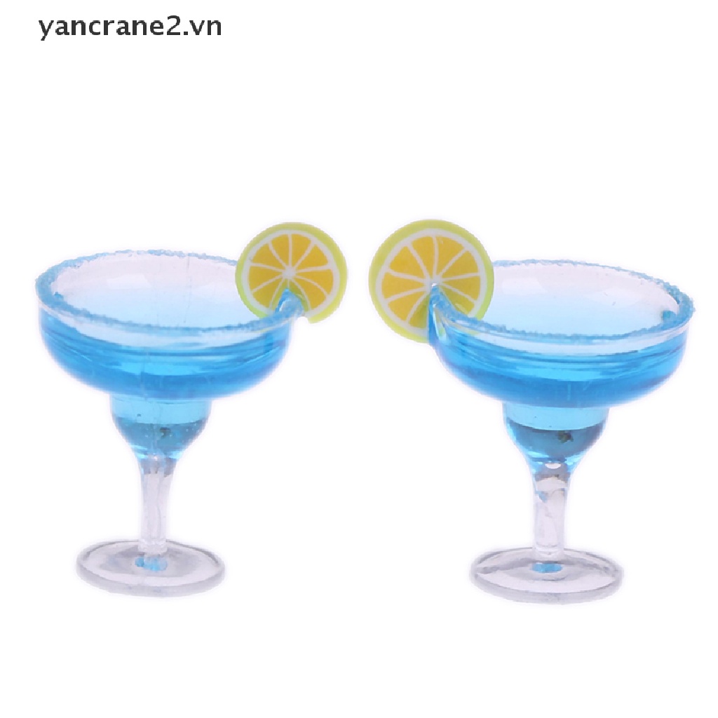 Bộ 2 Ly Thủy Tinh Uống cocktail Đồ Chơi Búp Bê 1: 12