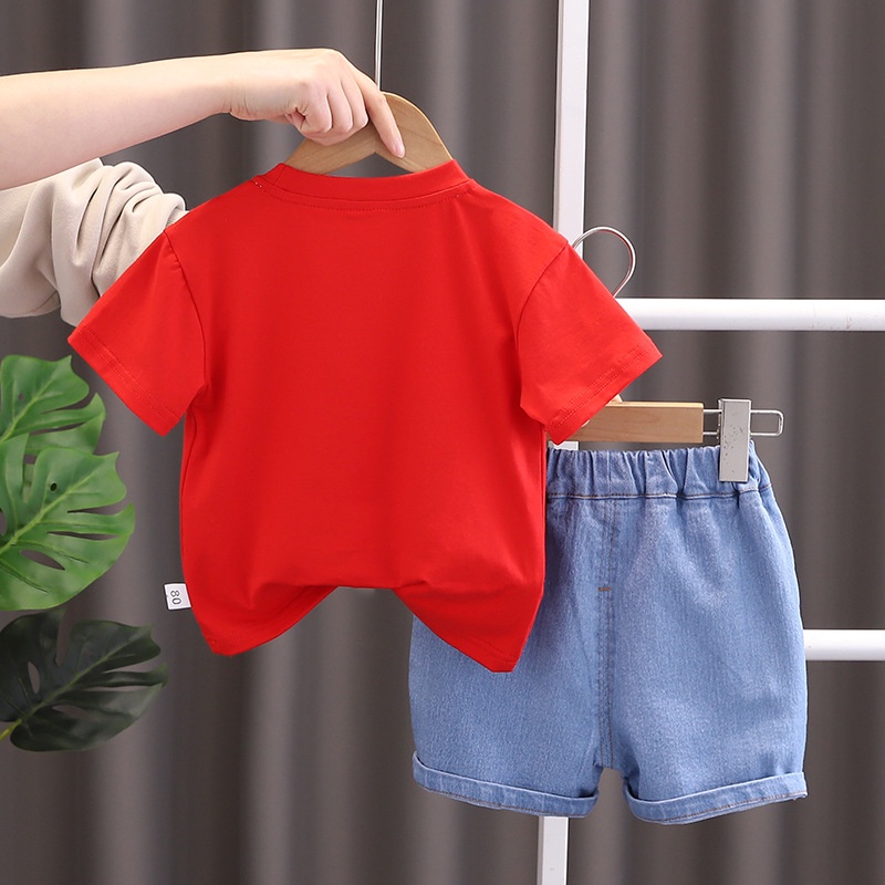 Oopsmile Set Đồ Mùa Hè 2 Món Gồm Áo Thun + Quần Ngắn In Họa Tiết Hoạt Hình Cho Bé Trai