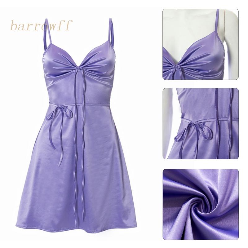 Đầm Satin Hai Dây Dáng Chữ A Cổ Chữ V Khoét Sâu Gợi Cảm Thời Trang Mùa Hè Cho Nữ