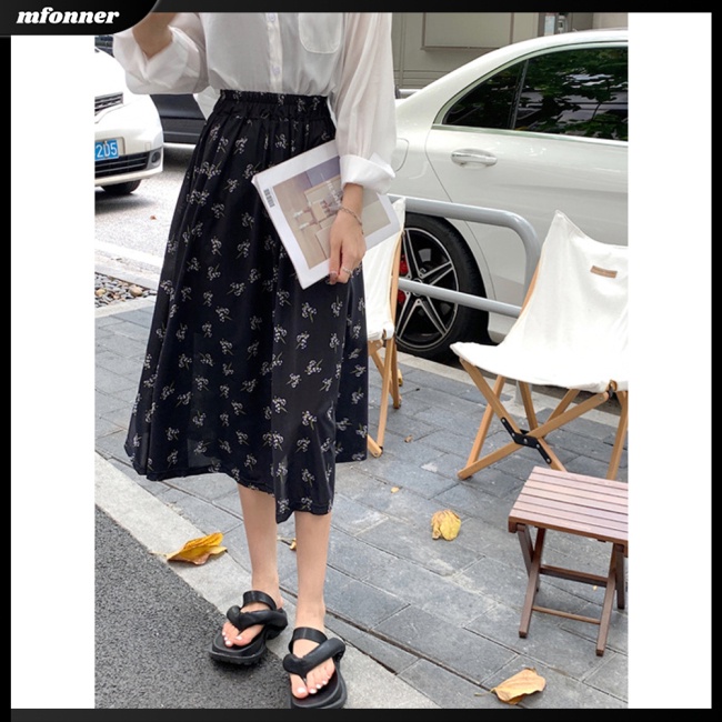 Chân Váy Xếp Ly Lưng Cao Co Giãn In Họa Tiết Hoa Thời Trang Mùa Hè Dành Cho Nữ