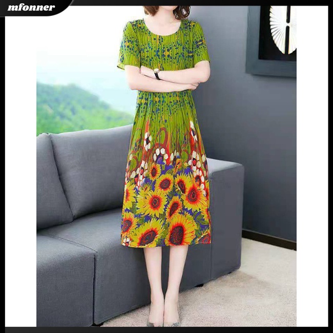 Đầm Tay Ngắn Dáng Rộng Plus Size Thời Trang Cho Nữ