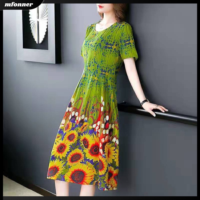 Đầm Tay Ngắn Dáng Rộng Plus Size Thời Trang Cho Nữ