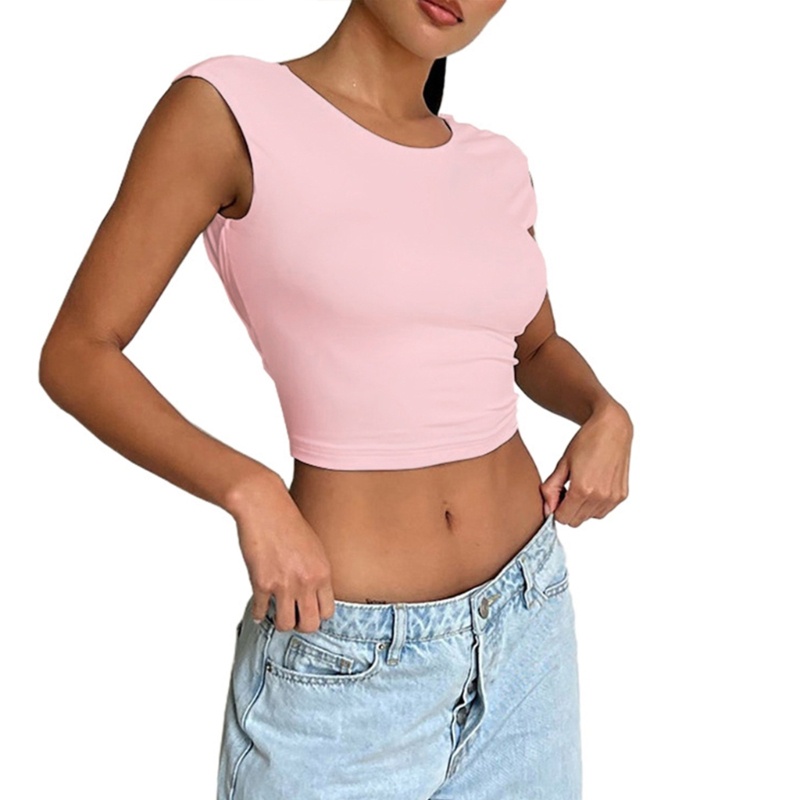 Áo Croptop Sát Nách Hở Lưng Màu Trơn Dáng Ôm Gợi Cảm Cho Nữ