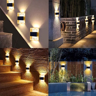 Set 4 Đèn Led 6 Bóng Gắn Tường Chống Nước Sử Dụng Năng Lượng Mặt Trời