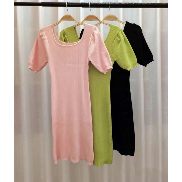 Đầm Dệt Kim Ngắn Tay Dáng Ôm Thời Trang Mùa Hè Dành Cho Nữ