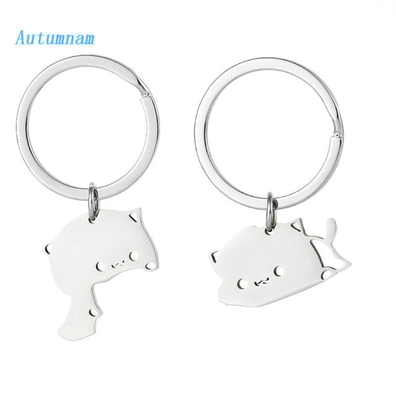 Set 2 Móc Khóa Inox Hình Mèo Dễ Thương