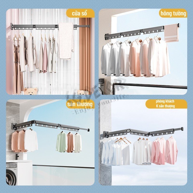 Giá treo đồ thanh treo quần áo Gắn tường  SG.DECOR kim loại thiết kế thông minh tiết kiệm không gian gấp khúc chắc chắn
