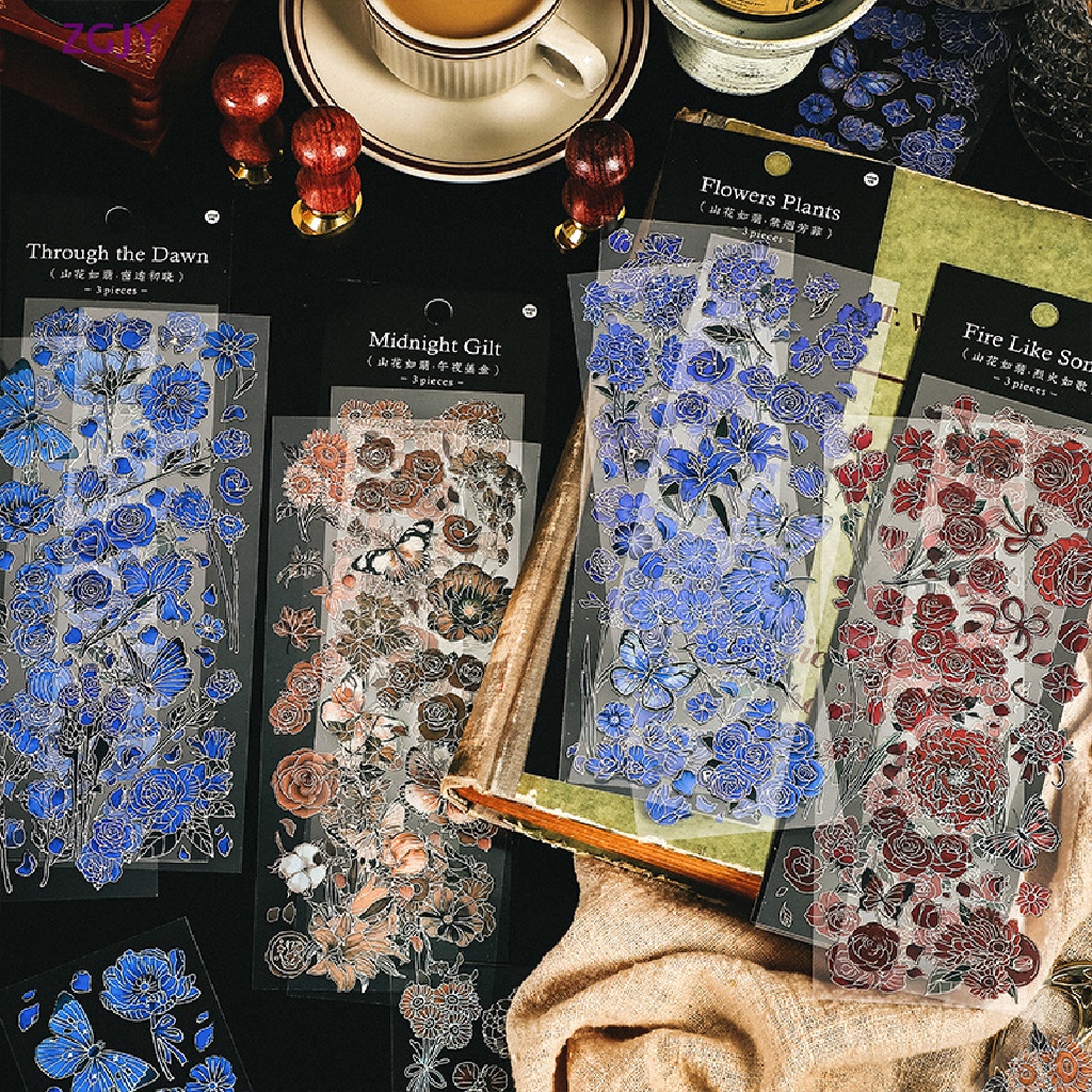 Bộ 3 Miếng Dán Hình Hoa Trang Trí Phong Cách Vintage Mới