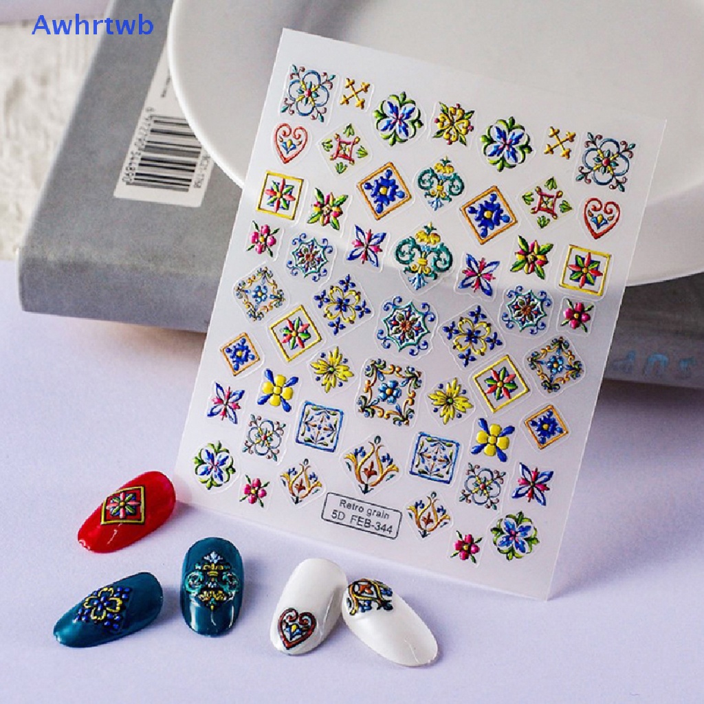 1 Tờ Nhãn Dán Trang Trí Móng Tay Họa Tiết Hoa Phong Cách Bohemia Mới