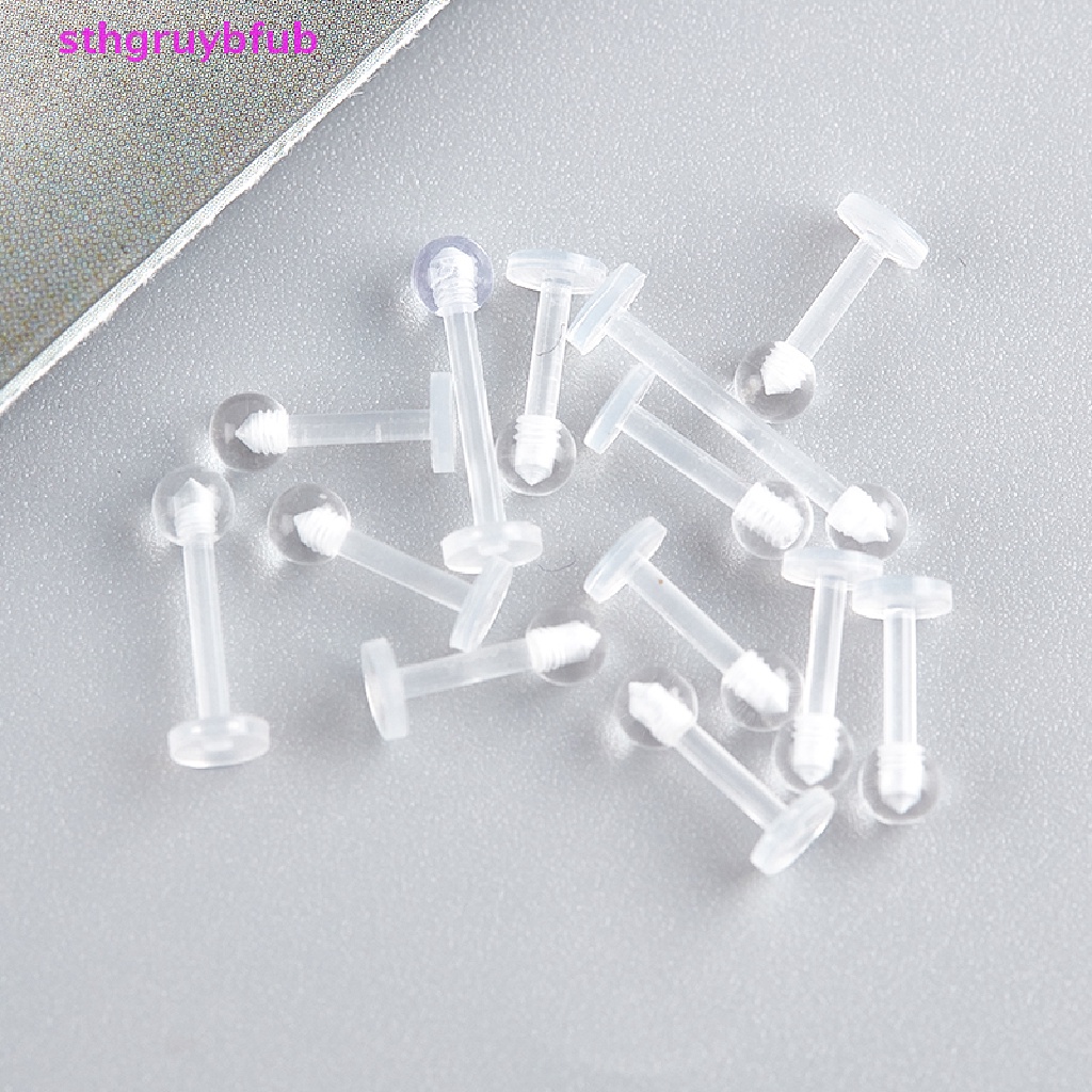 Set 10 Khuyên Môi Bằng Acrylic Trong Suốt Thời Trang