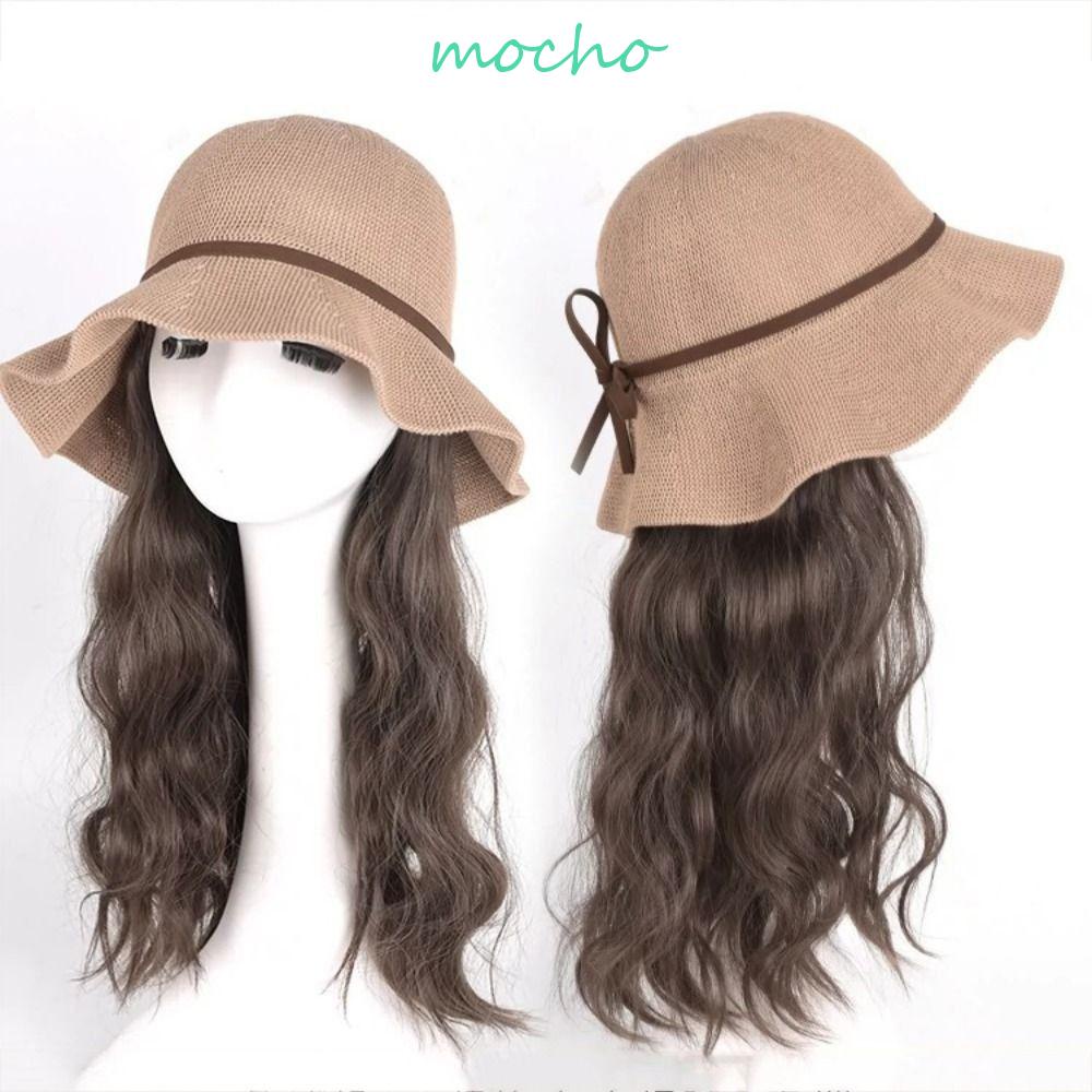 Mocho Nón Tai Bèo Giả Bằng Sợi Tổng Hợp Chống Nắng Mùa Hè Màu Đen / Nâu Tự Nhiên Chất Lượng Cao Dễ Mặc Cho
