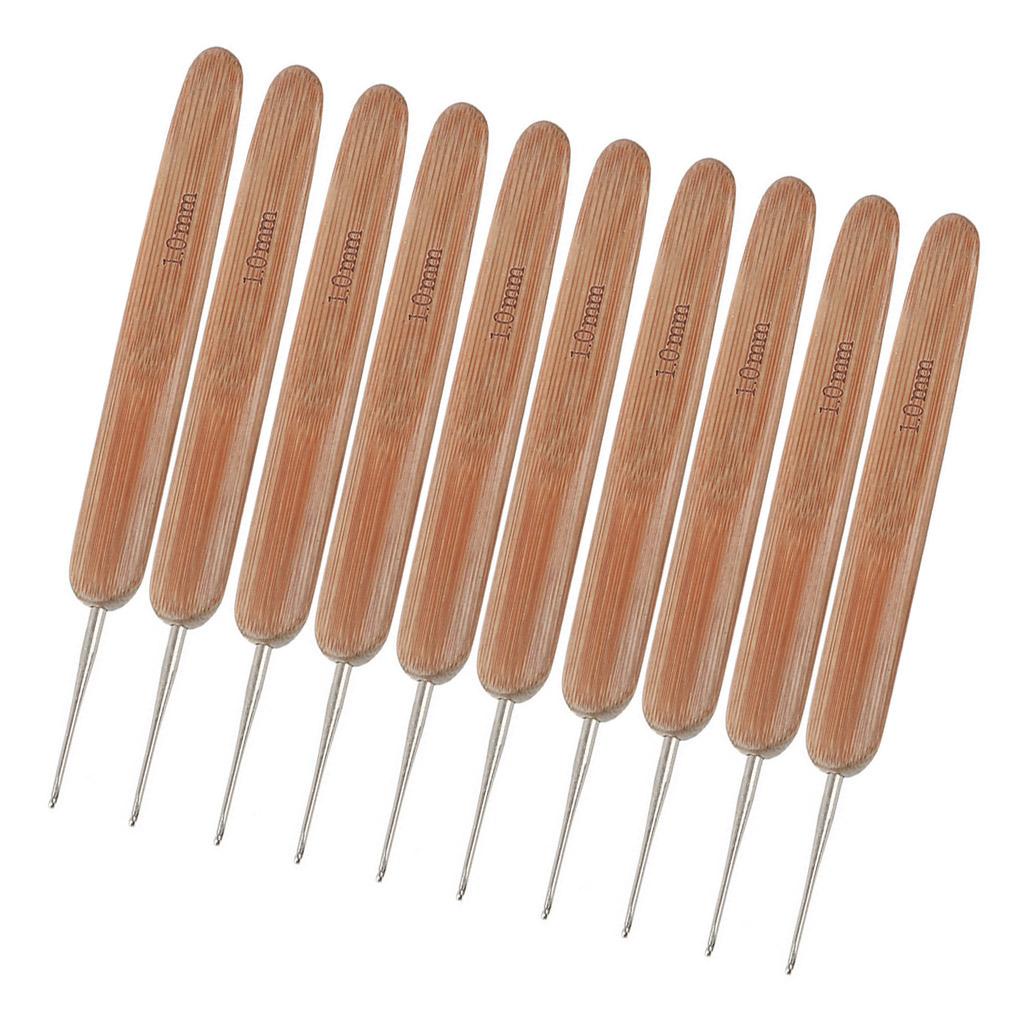 Set 10 Kim Móc Len 2 5-6mm Tay Cầm Bằng Gỗ Tre