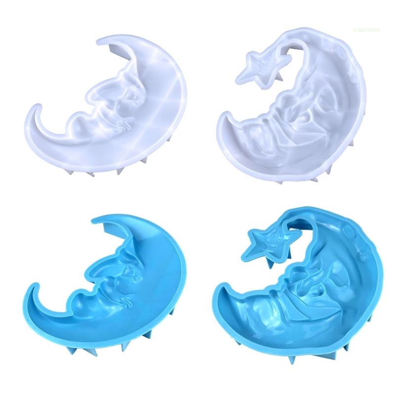 Khuôn Silicone Làm Mặt Dây Chuyền / Trang Sức Hình Trăng Sao Bằng Epoxy Diy
