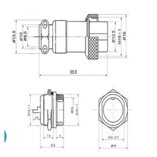 Bộ jack cắm 4 chân sắt gx16-4p