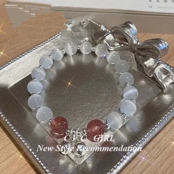 Bán Chạy Vòng Tay Cặp Đôi Đính Đá Mắt Mèo Giả Chuông Pha Lê Cho Bạn Gái Bán Sỉ