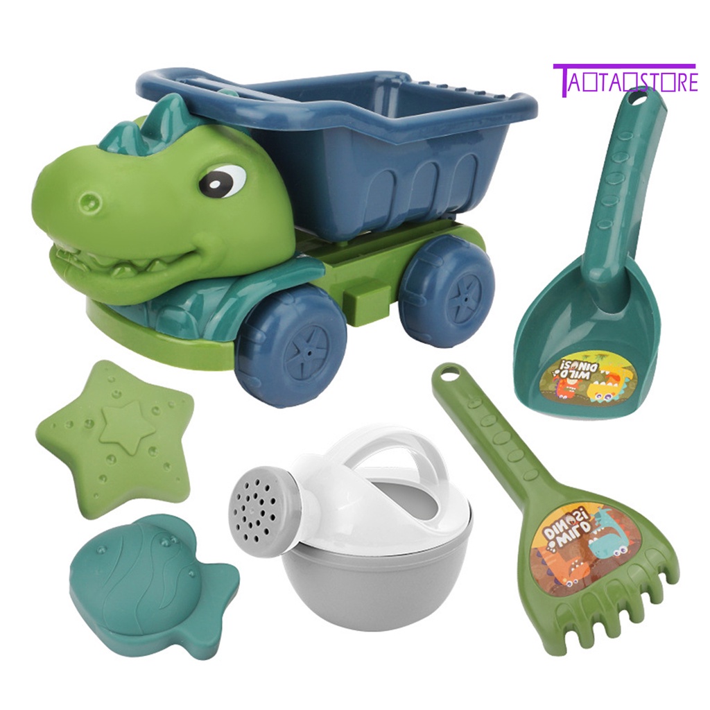 Bộ 1 / 6 / 7 Món Đồ Chơi Xúc Cát Bằng ABS Hình Khủng Long Hoạt Hình Vui Nhộn
