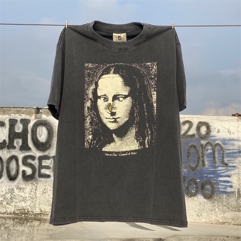 M-ona - Lisa &amp; - Áo Thun Tay Ngắn Thời Trang Đường Phố Cao Cấp Mới Nhất &quot;imprisoning the soul longing for freedom&quot; Phong Cách retro Có Thể Giặt Được Cho Nam Và Nữ Alikeujhrzsdgb