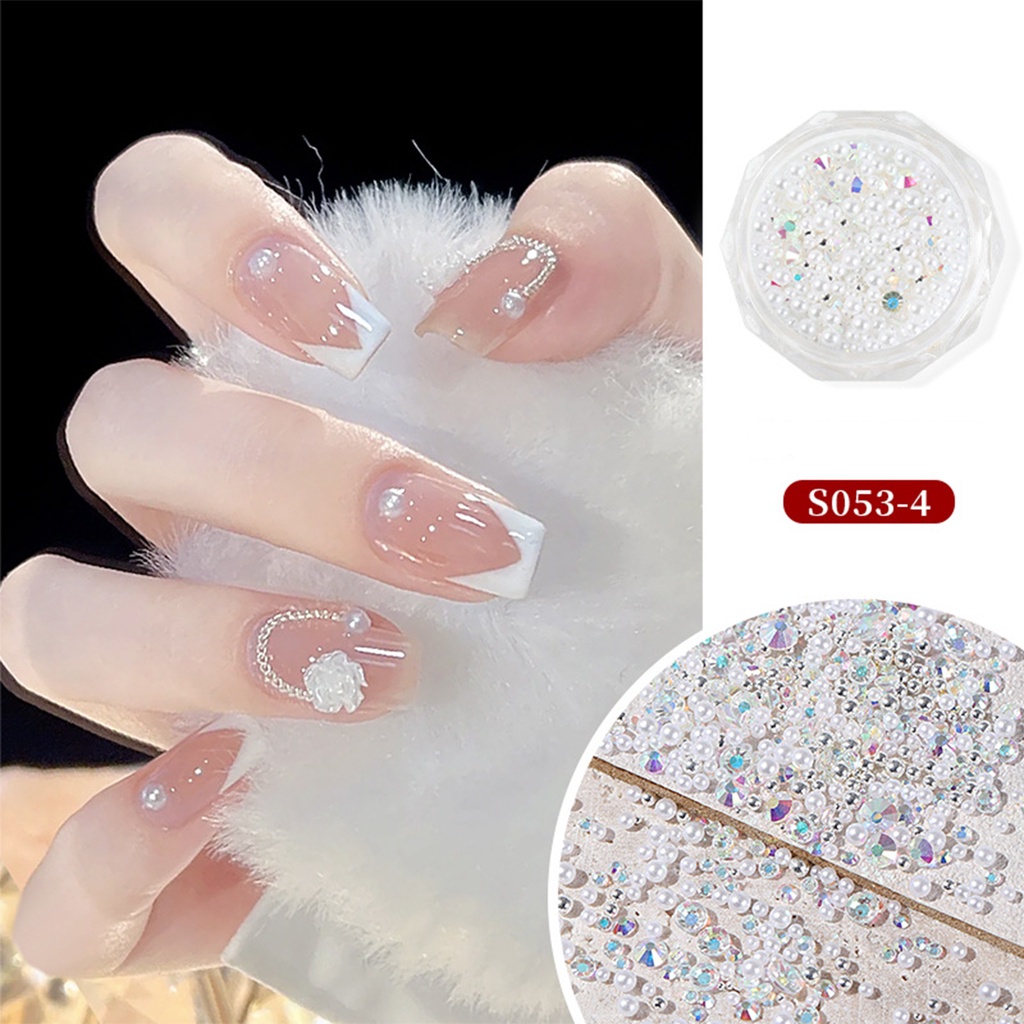 1 Bộ Hạt Charm Lấp Lánh Bằng Thép Trang Trí Móng Tay DIY