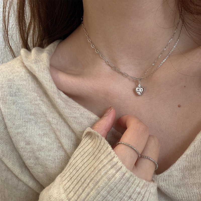 Vòng cổ Hình Trái Tim Đính Đá Zircon Thời Trang Dành Cho Nữ