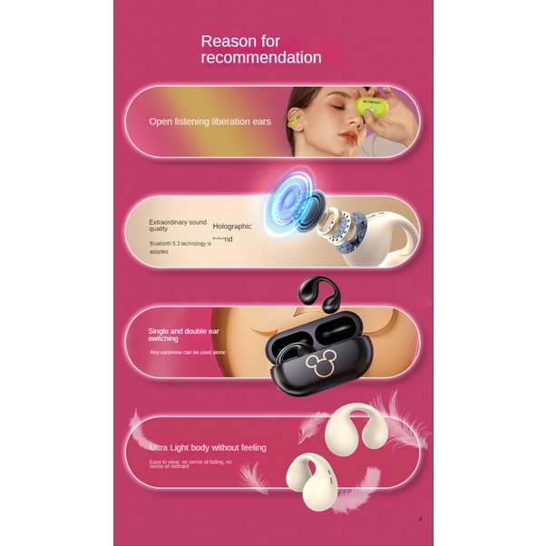 Còng Tai Nghe Bluetooth Không Dây Kd21 Kẹp Vành Tai Thông Dụng Cho Học Sinh Nam Nữ GDRC