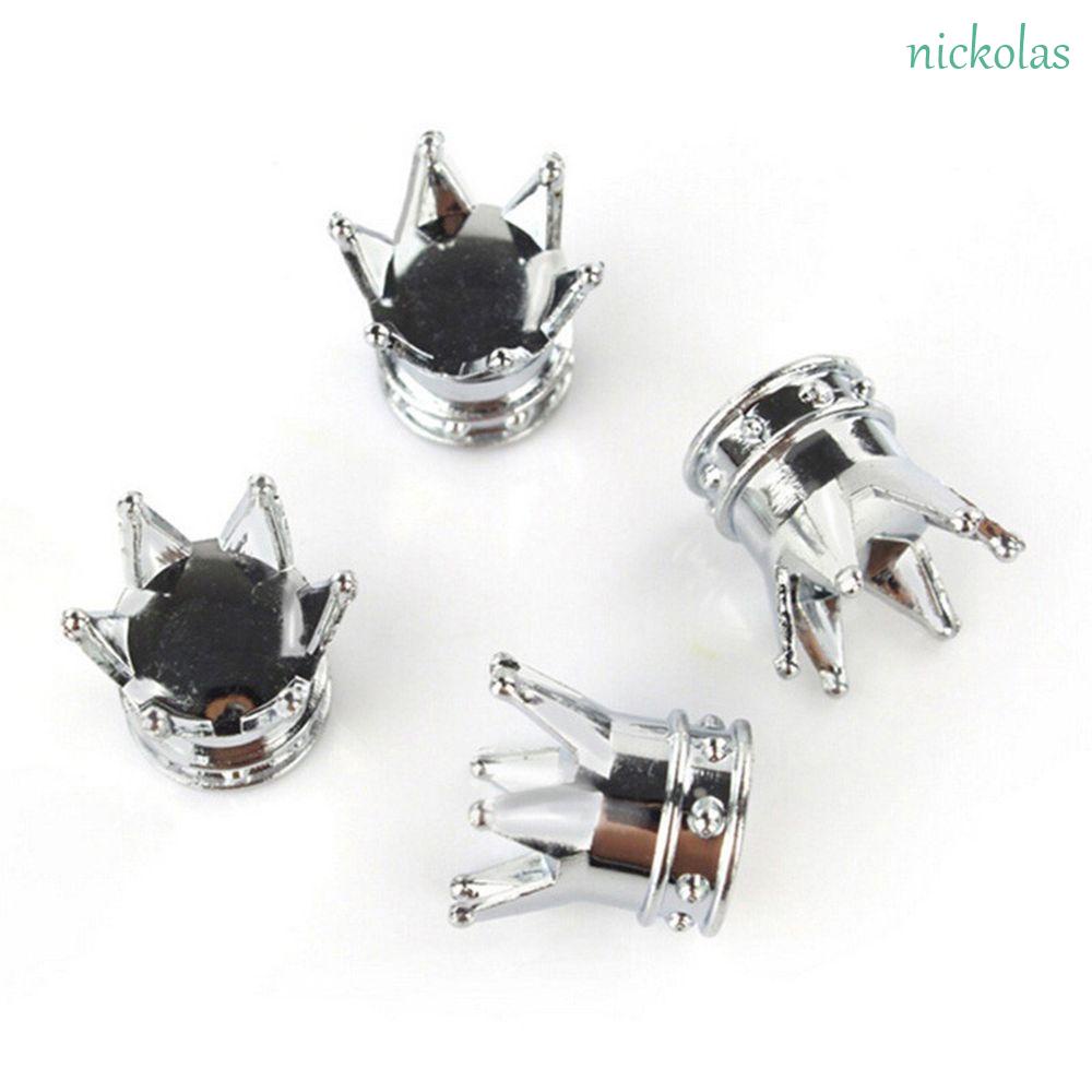 Set 4 Nắp Đậy Van Bánh Xe Hơi Hình Vương Miện Thương Hiệu Mới
