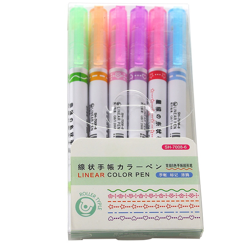 Set 6 Bút Đánh Dấu Hai Đầu Hình Cánh Hoa Dễ Thương