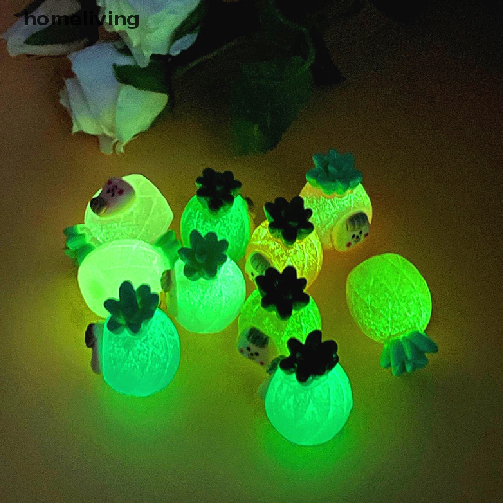 Bộ 2 Đồ trang trí Quả Dứa Hoạt Hình Mini Phát Sáng Dùng Trang Trí Tiểu Cảnh / Nhà Búp Bê