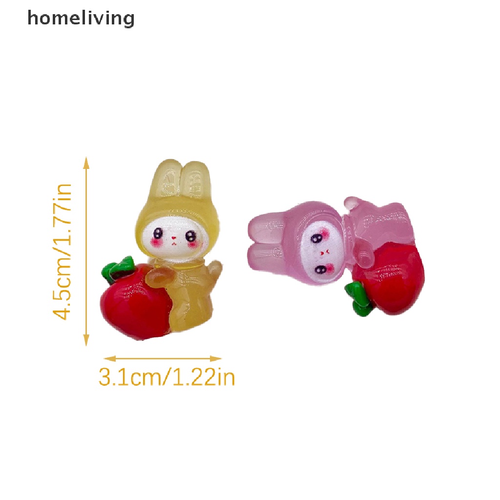 Bộ 2 Búp Bê Hình Thỏ Bunny Hoạt Hình Màu Dạ Quang Trang Trí Tiểu Cảnh