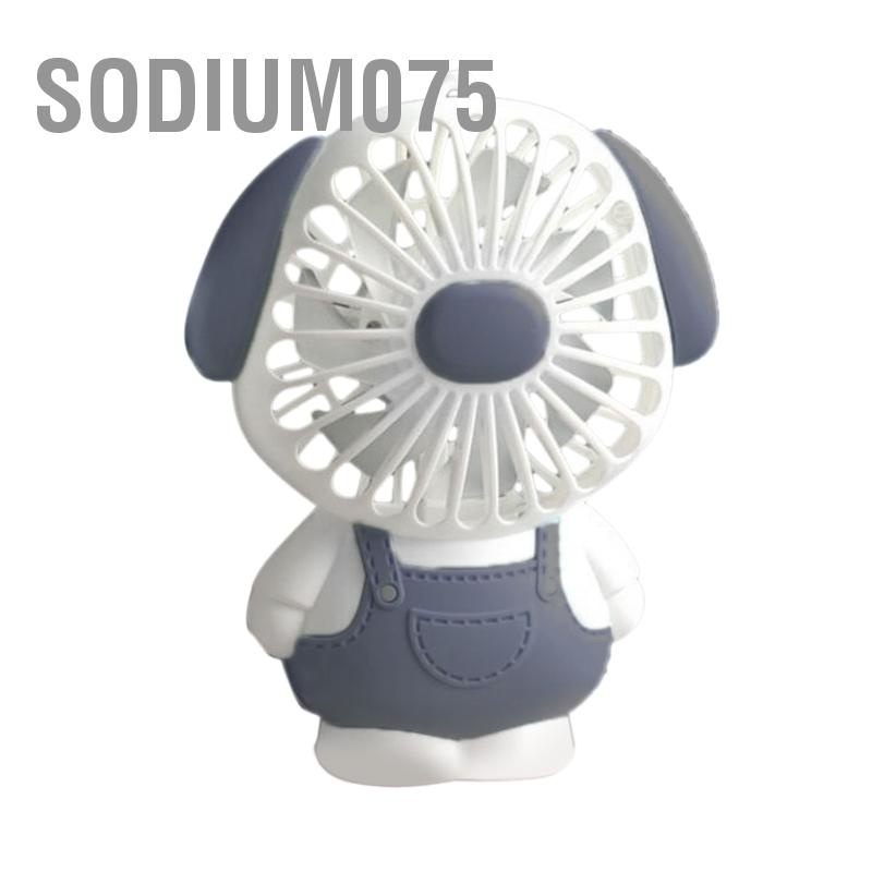 Quạt USB Mini 2 Tốc Độ Chống Trượt Hình Động Vật Hoạt Hình Có Đèn Và Dây Đeo Cho Học Sinh