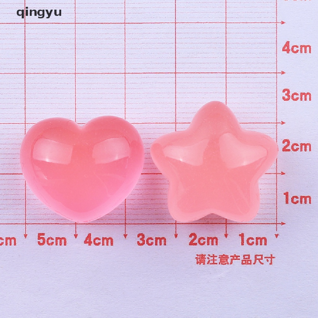 Bộ 5 Đồ trang trí Ngôi Sao / Trái Tim Hoạt Hình Mini Bằng Resin Phát Sáng Trang Trí Tiểu Cảnh