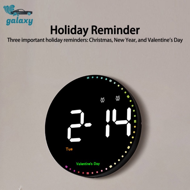 Galaxy Đồng Hồ Led Tròn Kỹ Thuật Số 10-inch 10 Cấp Độ Sáng Kèm Điều Khiển Từ Xa Cho Phòng Khách