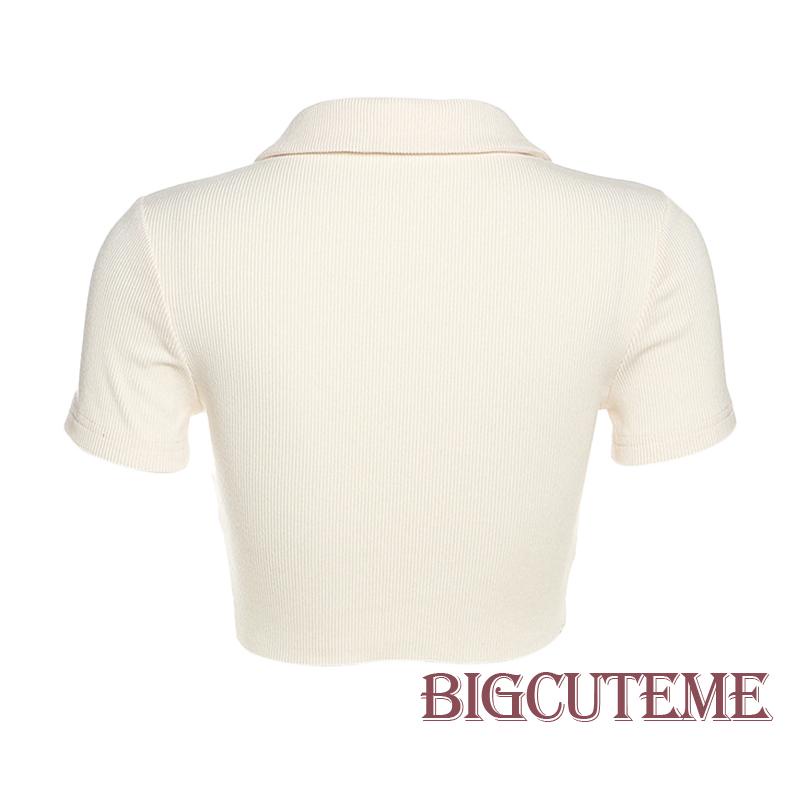 [] Áo Crop Top Dệt Kim Tay Ngắn Viền Độc Đáo Phong Cách Đường Phố Thời Trang Xuân Hè Đi Tiệc Thường Ngày Cho Nữ
